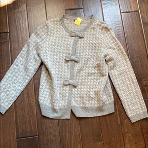 Jcrew bow cardigan houndstooth